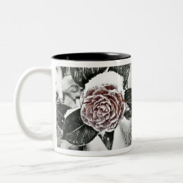 Caneca De Café Em Dois Tons Desenho de Rosa congelado nevado