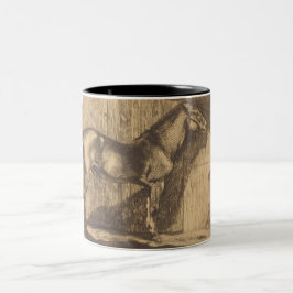 Caneca De Café Em Dois Tons Desenho de um Pony (por Paul-Albert Besnard)