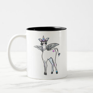 Caneca De Café Em Dois Tons Desenho de Unicórnio bonito