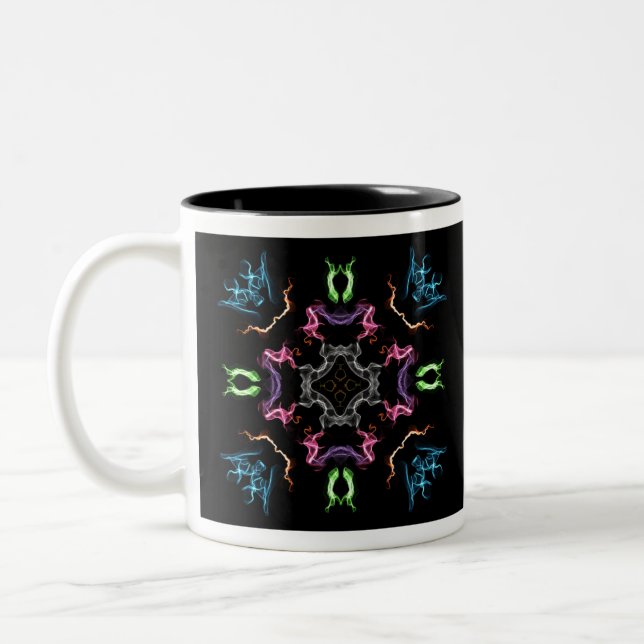 Caneca De Café Em Dois Tons Desenho digital Abstrato Mandala (Esquerda)