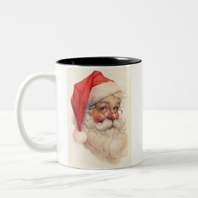 Caneca De Café Em Dois Tons Desenho do Papai Noel (Esquerda)