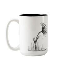 Desenho em preto e branco de flor na caneca de caf