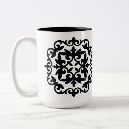 Caneca De Café Em Dois Tons Desenho Floral Ornamental