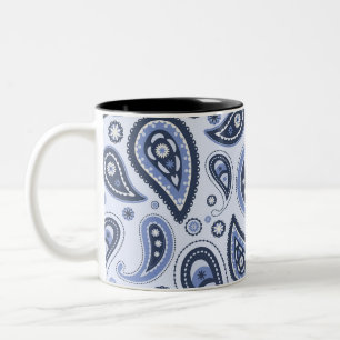 Caneca De Café Em Dois Tons Desenho Intrincado de Estampa Floral Paisley