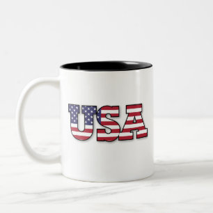 Caneca De Café Em Dois Tons Desenho Patriótico da Bandeira Americana
