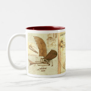 Caneca De Café Em Dois Tons Desenhos 1 de Leonado da Vinci