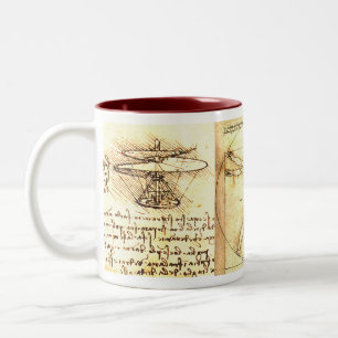 Caneca De Café Em Dois Tons Desenhos 2 de Leonado da Vinci