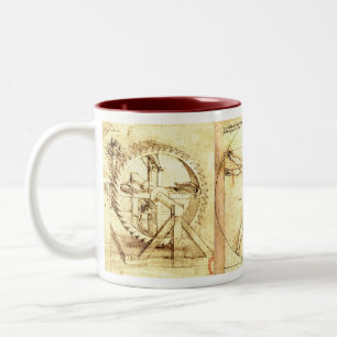 Caneca De Café Em Dois Tons Desenhos 4 de Leonado da Vinci