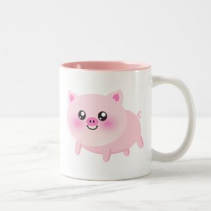 Caneca De Café Em Dois Tons Desenhos animados bonitos do porco