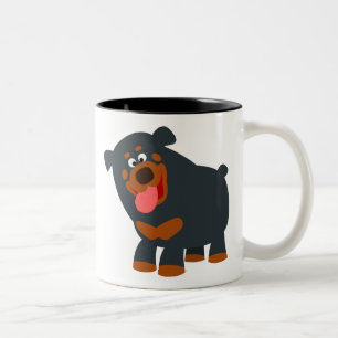 Caneca De Café Em Dois Tons Desenhos animados brincalhão bonitos Rottweiler