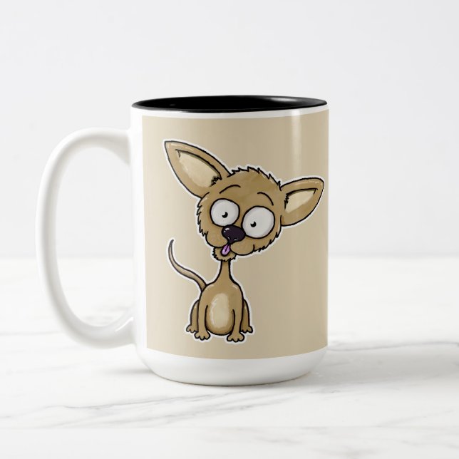 Caneca De Café Em Dois Tons Desenhos animados do cão da chihuahua por (Esquerda)