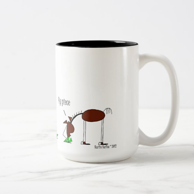 Caneca De Café Em Dois Tons Desenhos animados engraçados do cavalo (Direita)