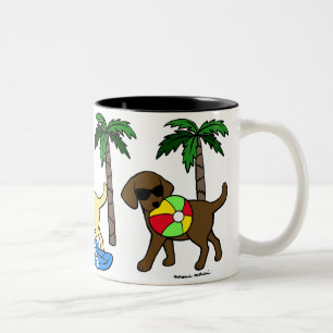 Caneca De Café Em Dois Tons Desenhos animados legal do partido da praia de
