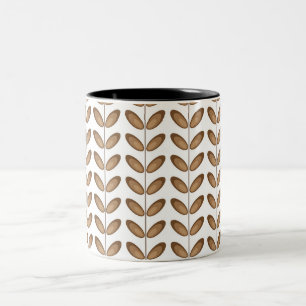 Caneca De Café Em Dois Tons Desenhos de Folhas Vetoriais
