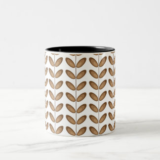 Caneca De Café Em Dois Tons Desenhos de Folhas Vetoriais