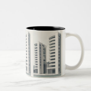 Caneca De Café Em Dois Tons Desenhos de linha de arquitetura nítida e limpa
