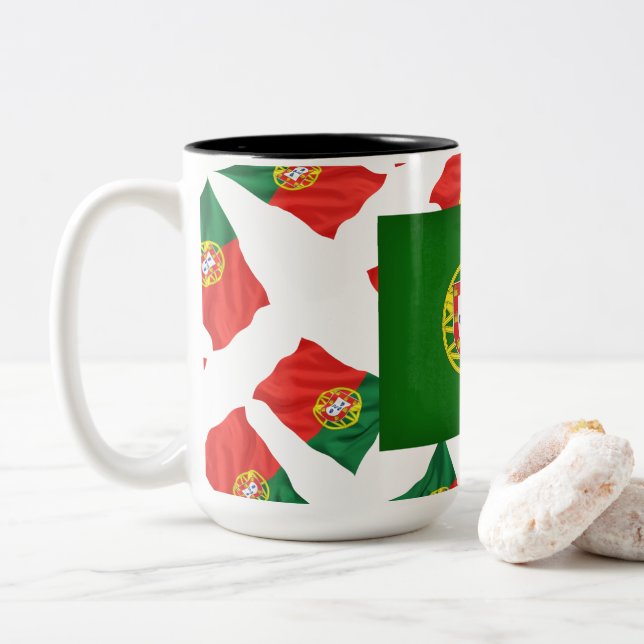 Caneca De Café Em Dois Tons desenhos portugueses (Com Donut)