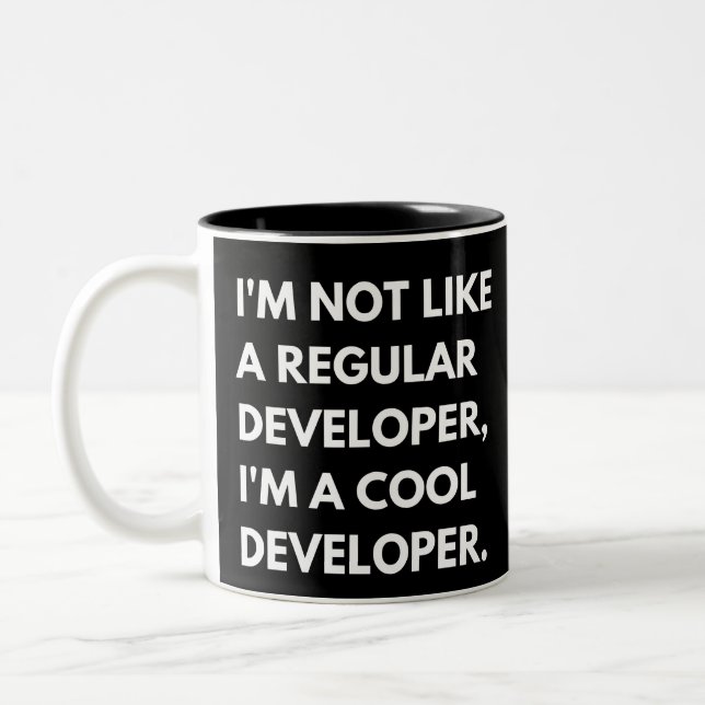 Caneca De Café Em Dois Tons Desenvolvedores e programadores dizem muito bem (Esquerda)
