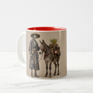 Caneca De Café Em Dois Tons deserto, espaçonave caída, dunas, camelos, caravan
