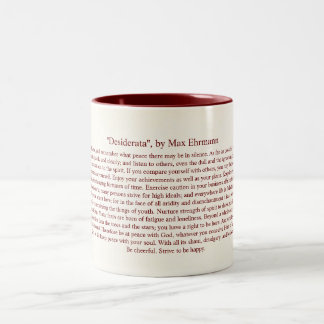 Caneca De Café Em Dois Tons Desiderata - poema inspirado para formandos