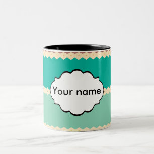 Caneca De Café Em Dois Tons Design abstrato de linhas Rhombus