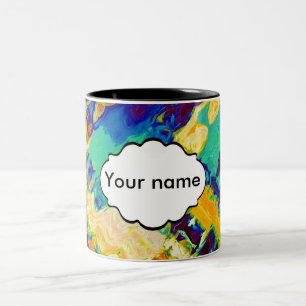 Caneca De Café Em Dois Tons Design abstrato de textura retrô