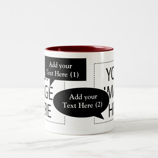 Caneca De Café Em Dois Tons Design As Suas Bolhas De Voz Personalizadas (Centro)