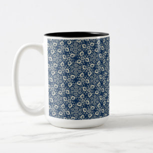 Caneca De Café Em Dois Tons Design Azul Medieval