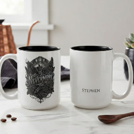 Caneca De Café Em Dois Tons Design Barroco Gótico Onyx Temperamental