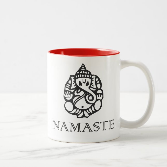 Caneca De Café Em Dois Tons Design bonito de Ganesh Namaste (Direita)