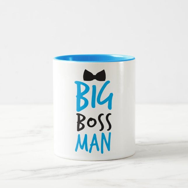 Caneca De Café Em Dois Tons Design Bossy agradável do homem do chefe grande (Centro)