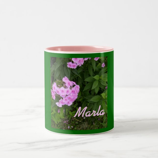 Caneca De Café Em Dois Tons Design-Caneca Estilo-Floral do Marla-Nome (Centro)