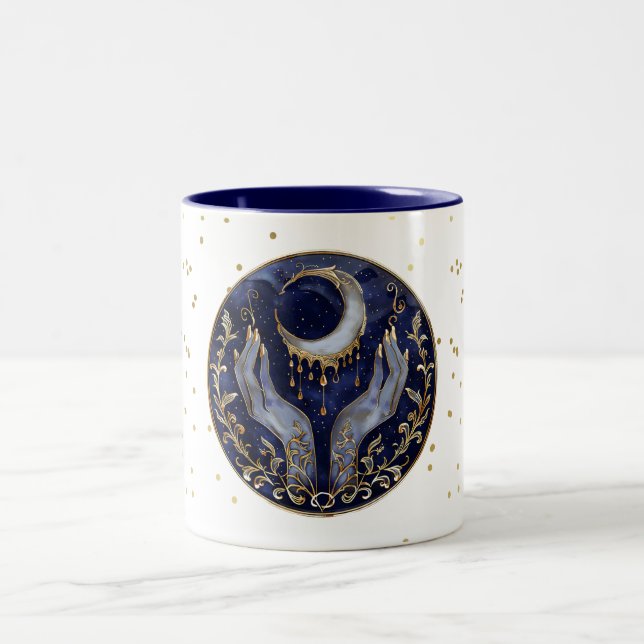 Caneca De Café Em Dois Tons Design Celestial em ouro (Centro)
