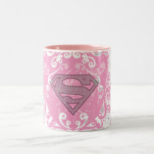 Caneca De Café Em Dois Tons Design com asa rosa super-menina