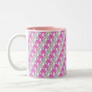 Caneca De Café Em Dois Tons Design cor-de-rosa e claro bonito da listra do