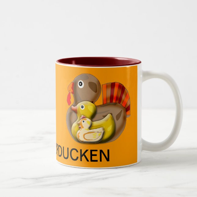 Caneca De Café Em Dois Tons Design customizável de Turducken (Direita)