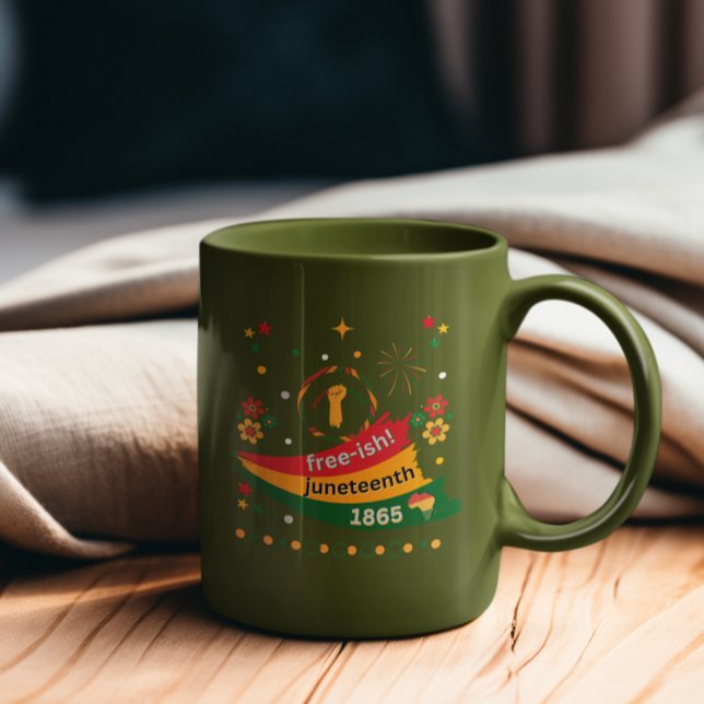 Caneca De Café Em Dois Tons Design da Liberdade Negra de 1865 (Criador carregado)