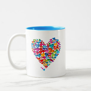 Caneca De Café Em Dois Tons Design de Aquarela de Forma Cardíaca do namorados-