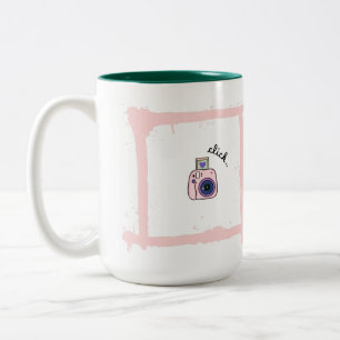 Caneca De Café Em Dois Tons Design de Arte Minimalista de Clique de Câmera Doo