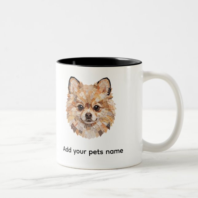 Caneca De Café Em Dois Tons Design de Cachorro Pomerânia  (Direita)
