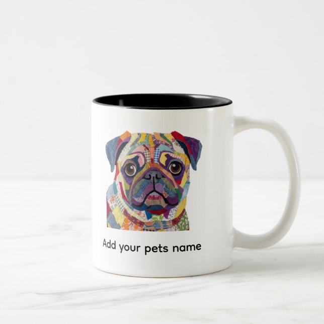 Caneca De Café Em Dois Tons Design de cachorro Pug fofo (Direita)