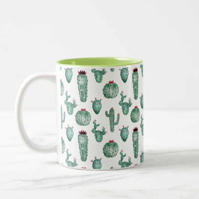 Caneca De Café Em Dois Tons Design De Cactus, Mug De Café, Personalizável (Esquerda)