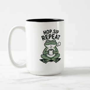 Caneca De Café Em Dois Tons Design de Café de Rã Divertido Saltar Beber Repeti