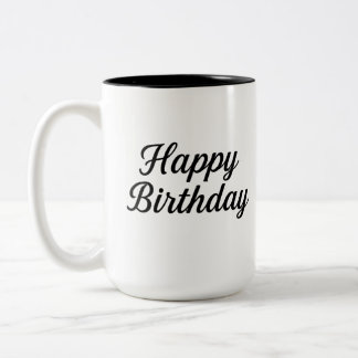 Caneca De Café Em Dois Tons Design de Caligrafia de Aniversário Elegante