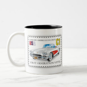 Caneca De Café Em Dois Tons Design de Carimbo Branco C1 Corvette
