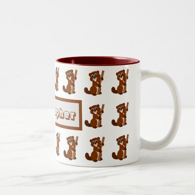 Caneca De Café Em Dois Tons Design de Castor em Caneca (Direita)