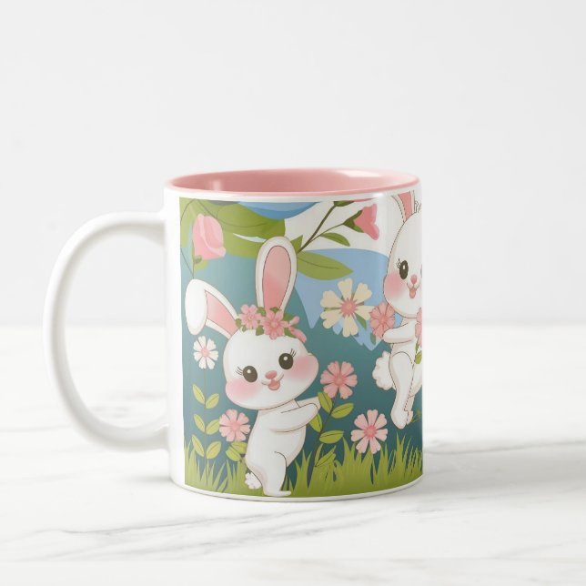 Caneca De Café Em Dois Tons Design de celebração de Páscoa de encantamento (Esquerda)