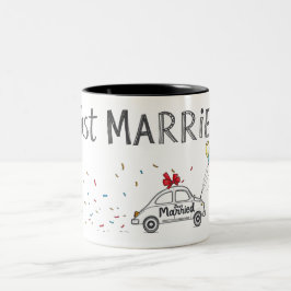 Caneca De Café Em Dois Tons Design de Celebração de recem casados