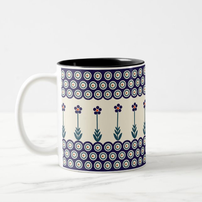 Caneca De Café Em Dois Tons Design de cerâmica tradicional polonesa (Esquerda)