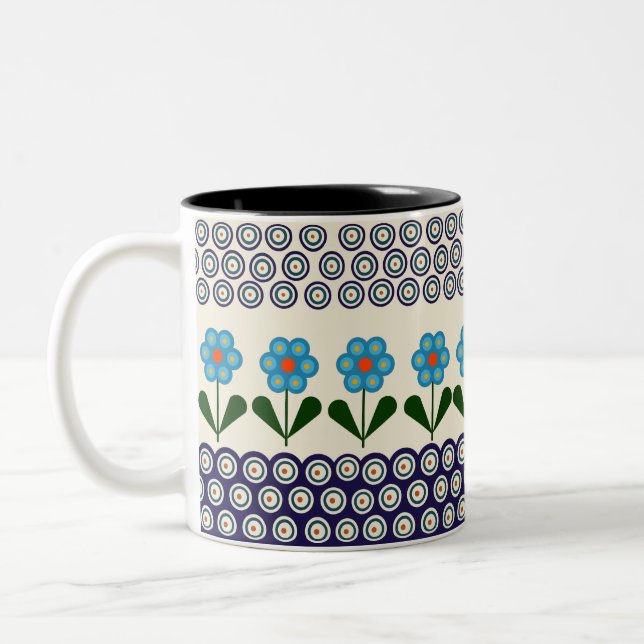 Caneca De Café Em Dois Tons Design de cerâmica tradicional polonesa (Esquerda)